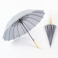 Traditional 16ribs Sun Protection Straight Wooden Customize Promotional Wholesale Umbrella with Logo Prints